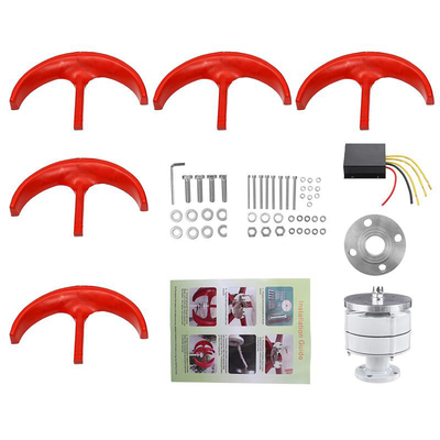 การติดตั้งหลังคา Red Lantern Wind Turbine 100W 24V การออกแบบใบมีดโค้ง