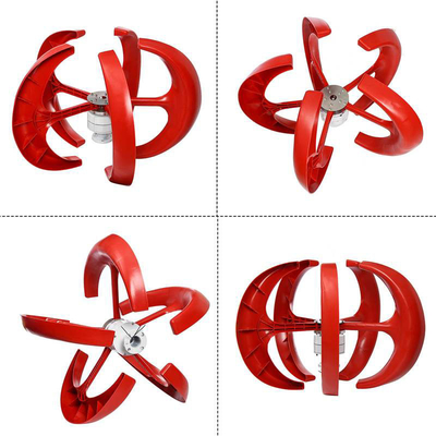 การติดตั้งหลังคา Red Lantern Wind Turbine 100W 24V การออกแบบใบมีดโค้ง